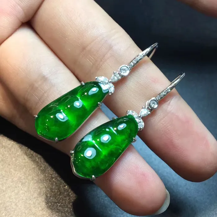 Natural Jade Earrings Jadeite Earrings NEG25