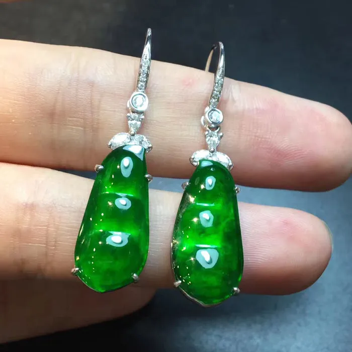 Natural Jade Earrings Jadeite Earrings NEG25