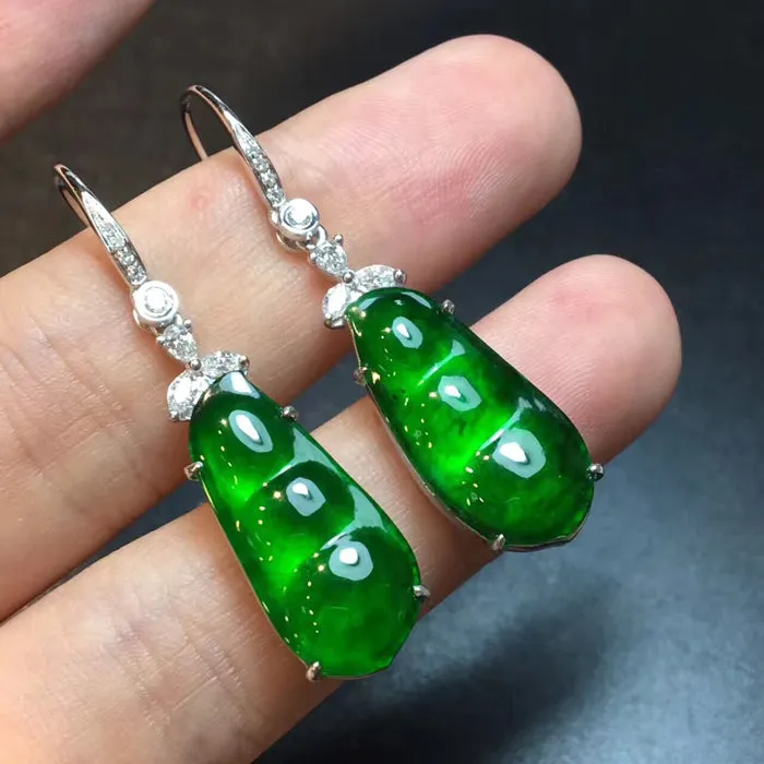 Natural Jade Earrings Jadeite Earrings NEG25