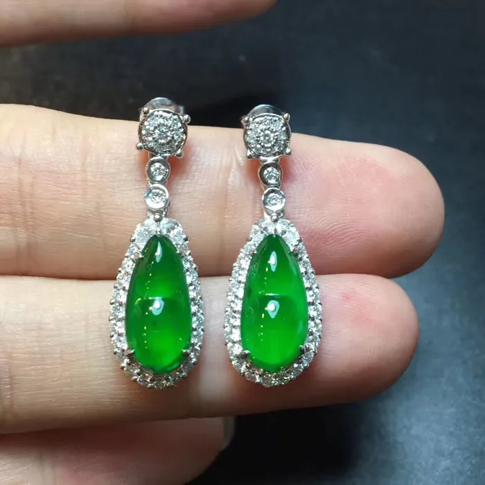 Natural Jade Earrings Jadeite Earrings NEG28