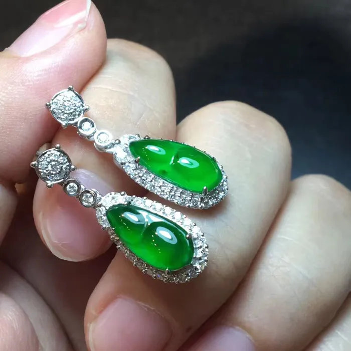 Natural Jade Earrings Jadeite Earrings NEG28