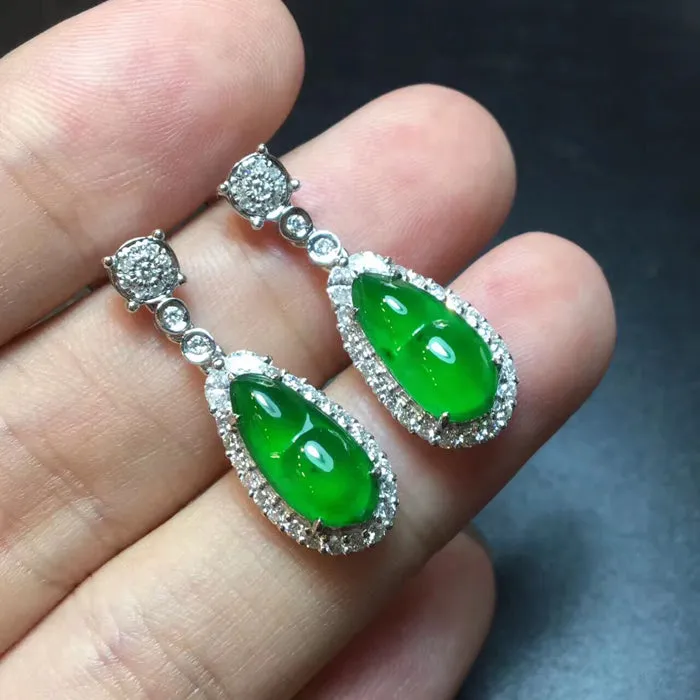 Natural Jade Earrings Jadeite Earrings NEG28