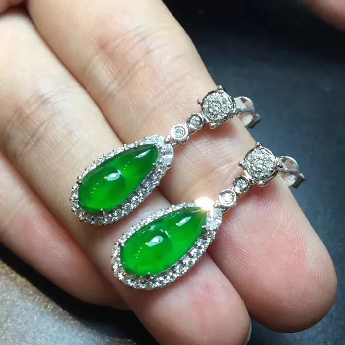 Natural Jade Earrings Jadeite Earrings NEG28