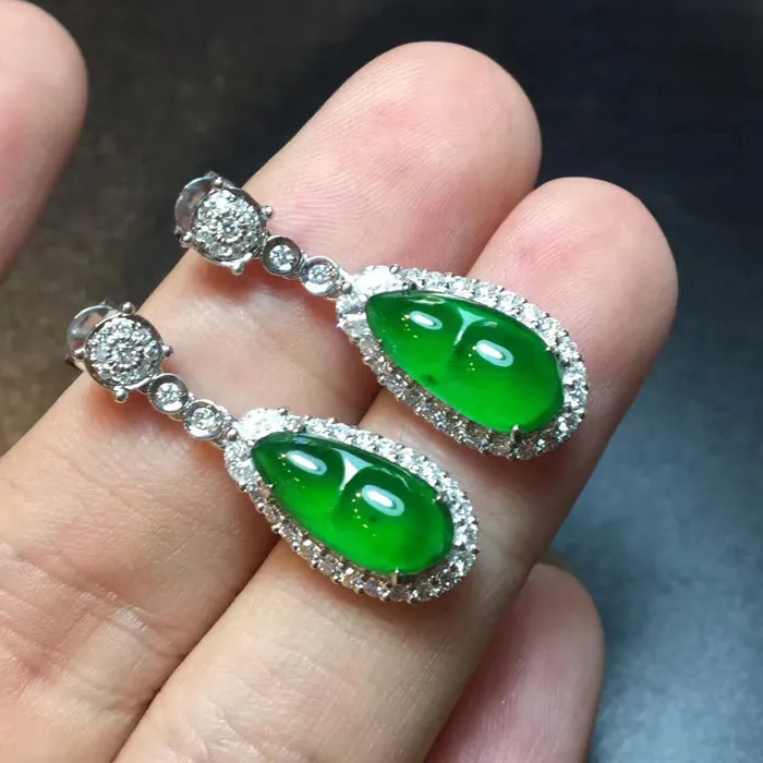 Natural Jade Earrings Jadeite Earrings NEG28