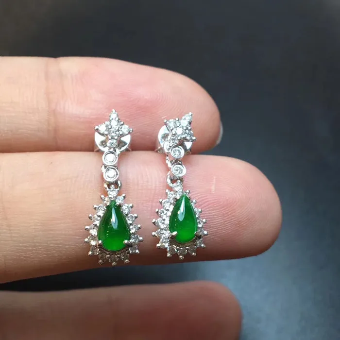 Natural Jade Earrings Jadeite Earrings NEG37