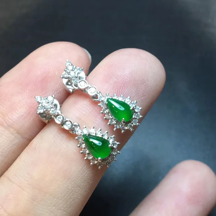Natural Jade Earrings Jadeite Earrings NEG37