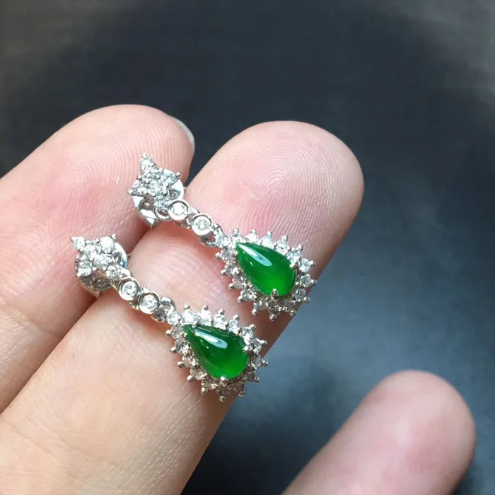 Natural Jade Earrings Jadeite Earrings NEG37