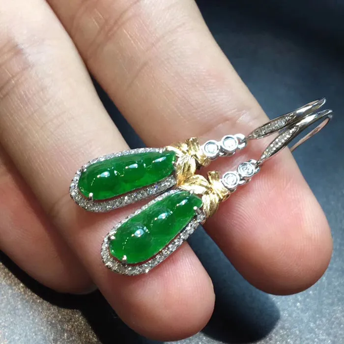 Natural Jade Earrings Jadeite Earrings NEG48