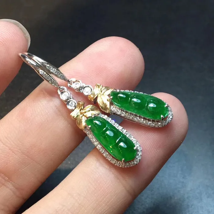 Natural Jade Earrings Jadeite Earrings NEG48
