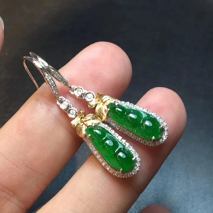 Natural Jade Earrings Jadeite Earrings NEG48