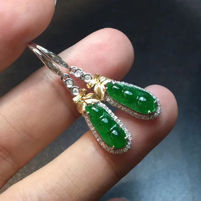 Natural Jade Earrings Jadeite Earrings NEG48