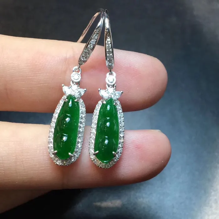 Natural Jade Earrings Jadeite Earrings NEG49