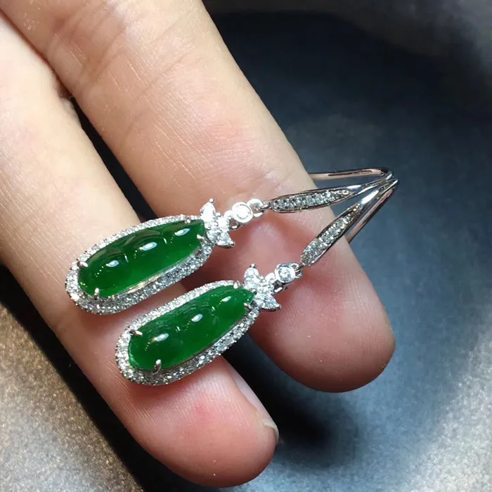 Natural Jade Earrings Jadeite Earrings NEG49
