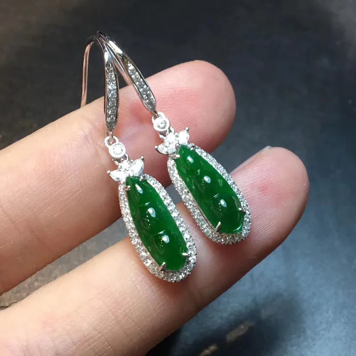 Natural Jade Earrings Jadeite Earrings NEG49