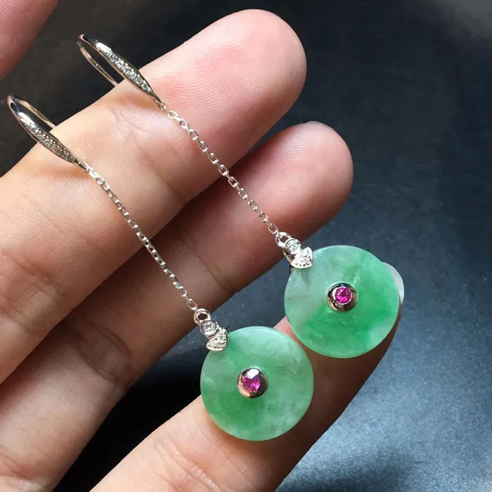 Natural Jade Earrings Jadeite Earrings NEG54