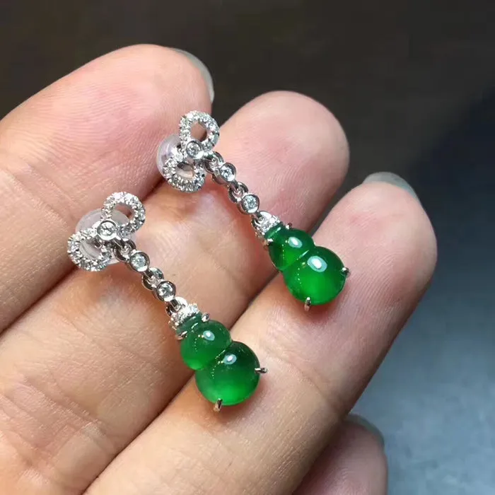 Natural Jade Earrings Jadeite Earrings NEG58