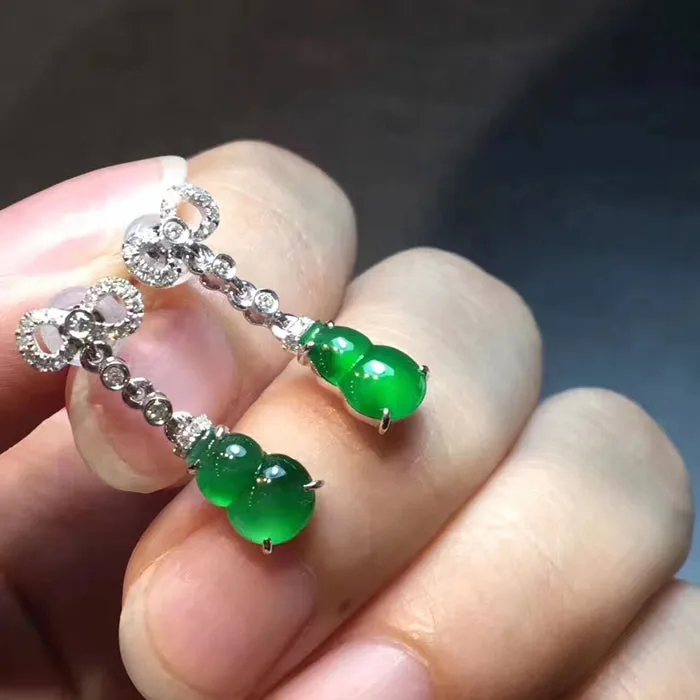 Natural Jade Earrings Jadeite Earrings NEG58