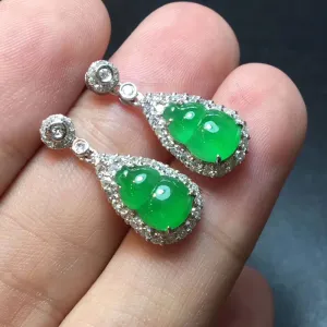 Natural Jade Earrings Jadeite Earrings NEG67