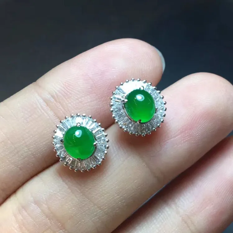 Natural Jade Earrings Jadeite Earrings NEG71