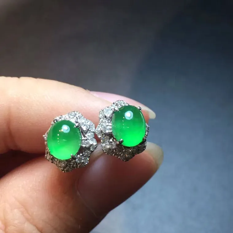Natural Jade Earrings Jadeite Earrings NEG79