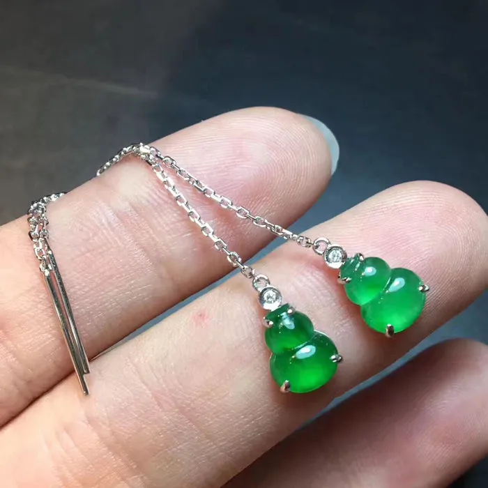Natural Jade Earrings Jadeite Earrings NEG88