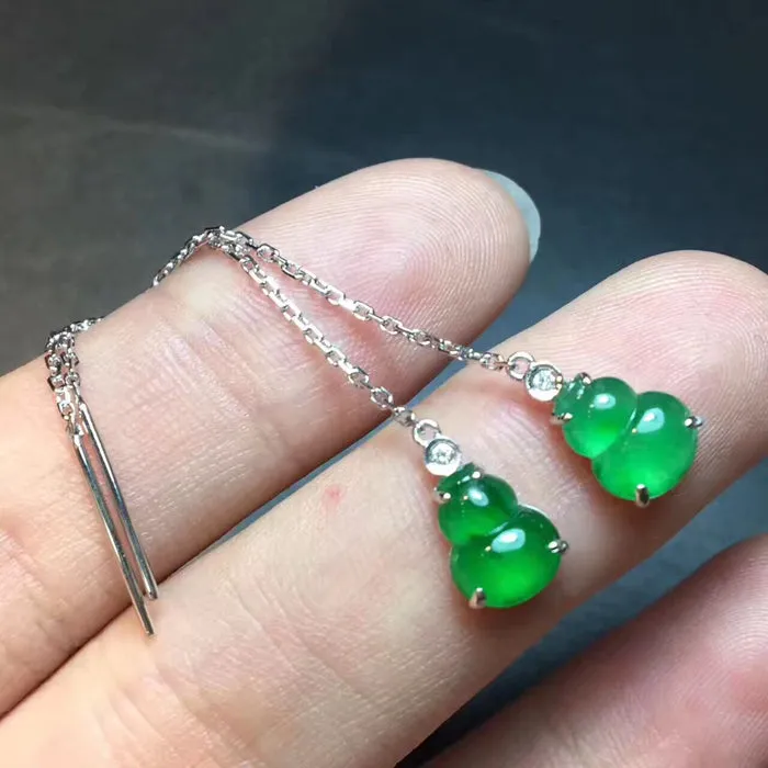 Natural Jade Earrings Jadeite Earrings NEG88