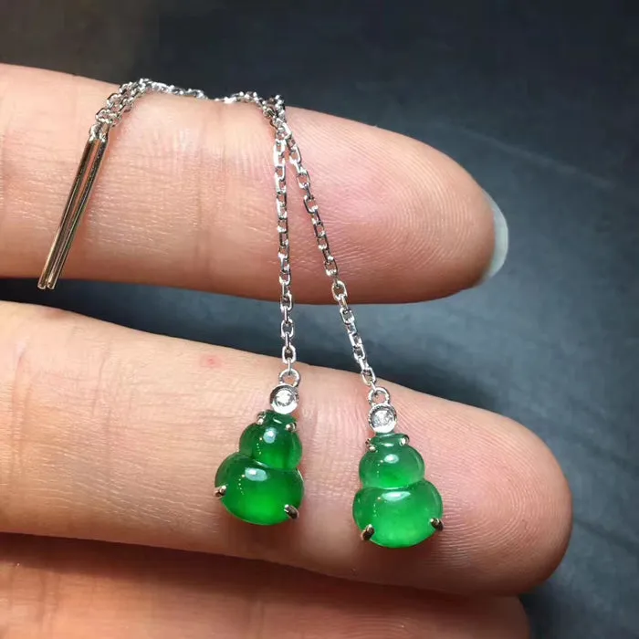 Natural Jade Earrings Jadeite Earrings NEG88