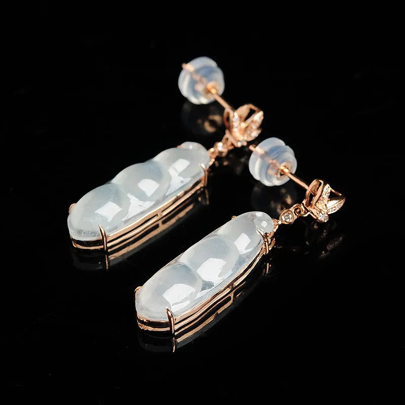 Natural Jade Earrings Jadeite Gold Earrings EG26