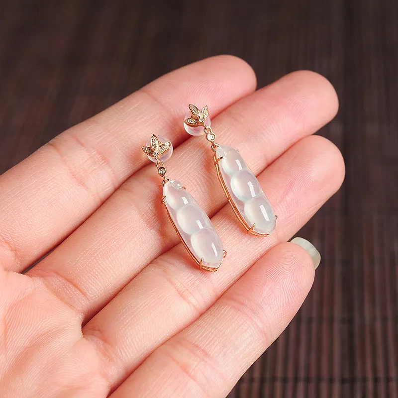 Natural Jade Earrings Jadeite Gold Earrings EG26