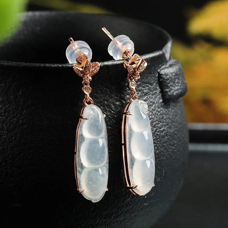 Natural Jade Earrings Jadeite Gold Earrings EG26