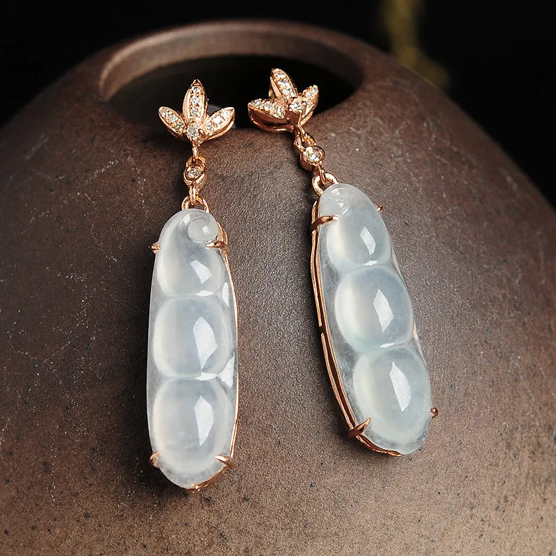 Natural Jade Earrings Jadeite Gold Earrings EG26