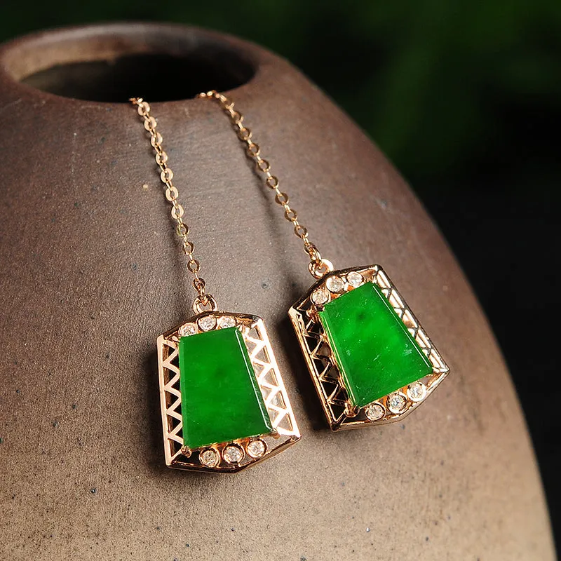 Natural Jade Earrings Jadeite Gold Earrings EG4