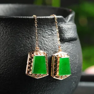 Natural Jade Earrings Jadeite Gold Earrings EG4