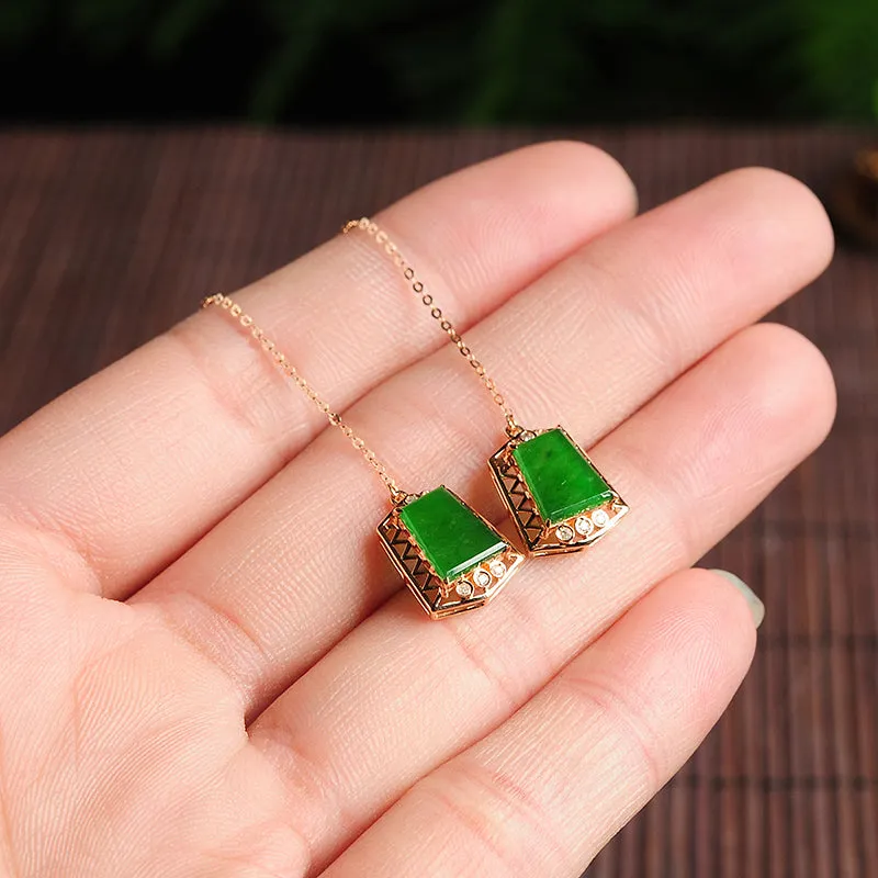 Natural Jade Earrings Jadeite Gold Earrings EG4