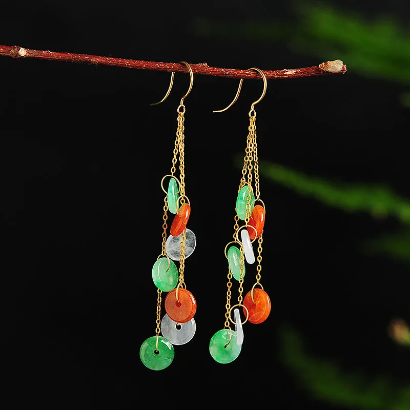 Natural Jade Earrings Jadeite Gold Earrings EG55