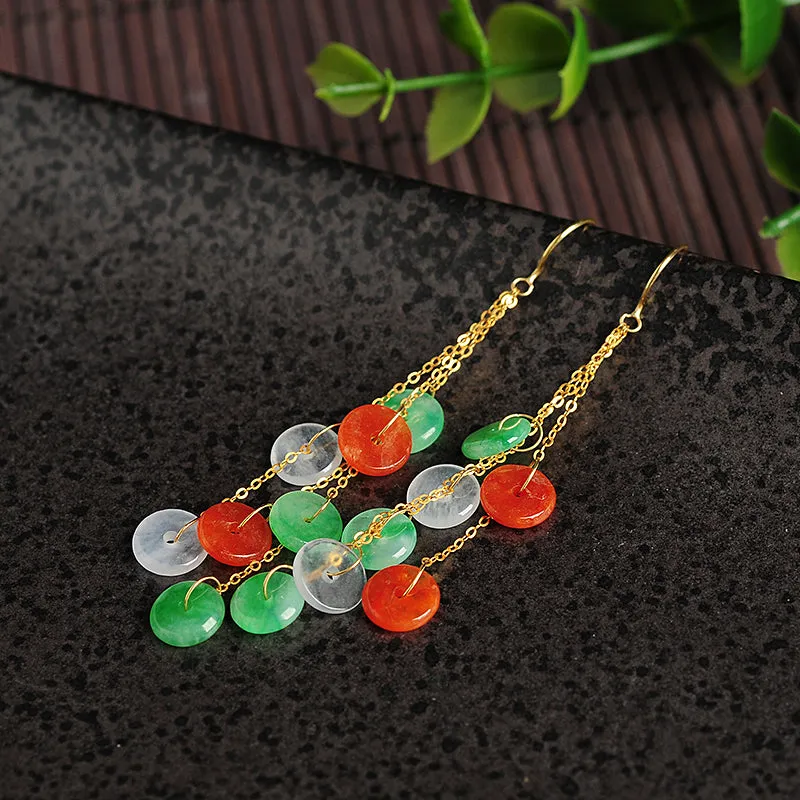 Natural Jade Earrings Jadeite Gold Earrings EG55