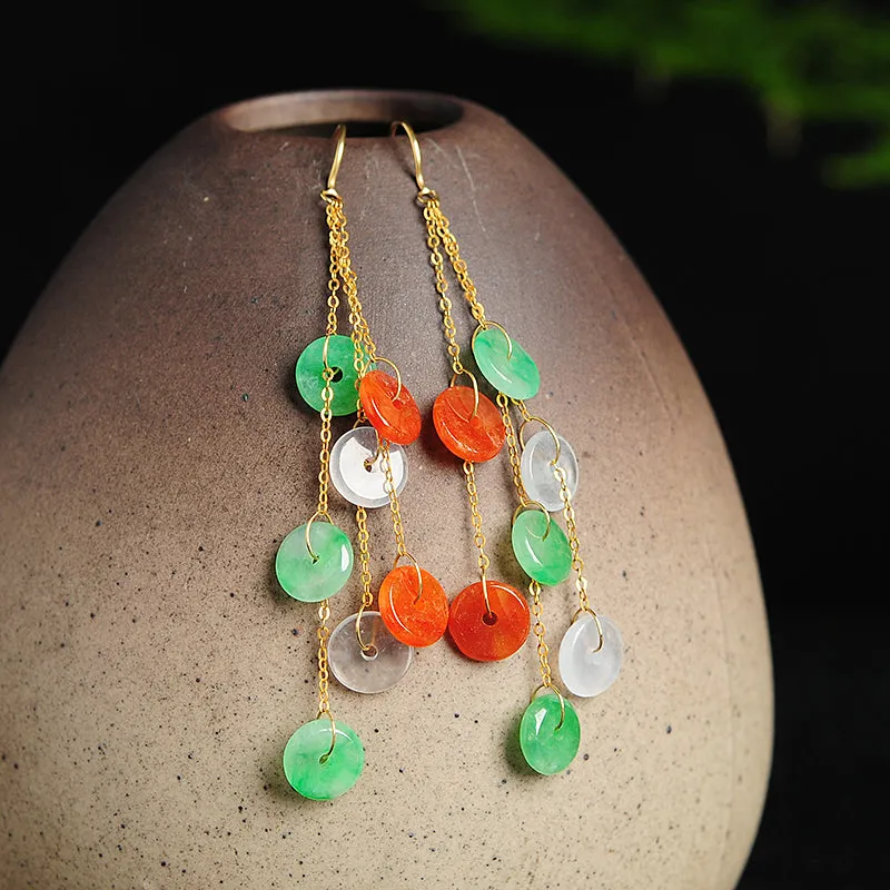 Natural Jade Earrings Jadeite Gold Earrings EG55