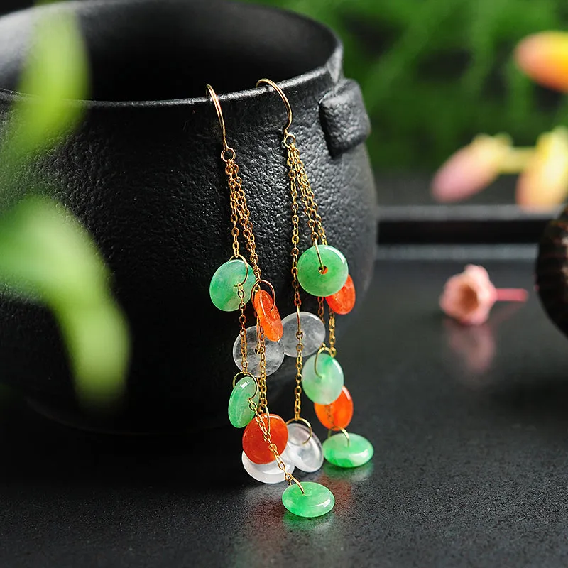Natural Jade Earrings Jadeite Gold Earrings EG55