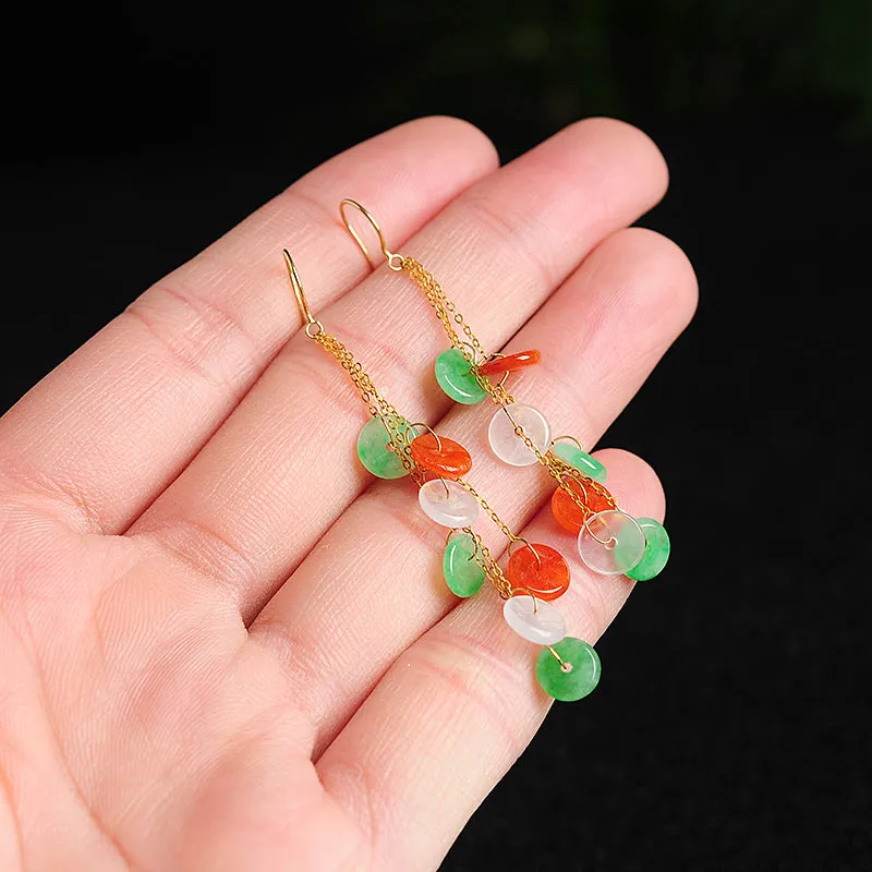Natural Jade Earrings Jadeite Gold Earrings EG55
