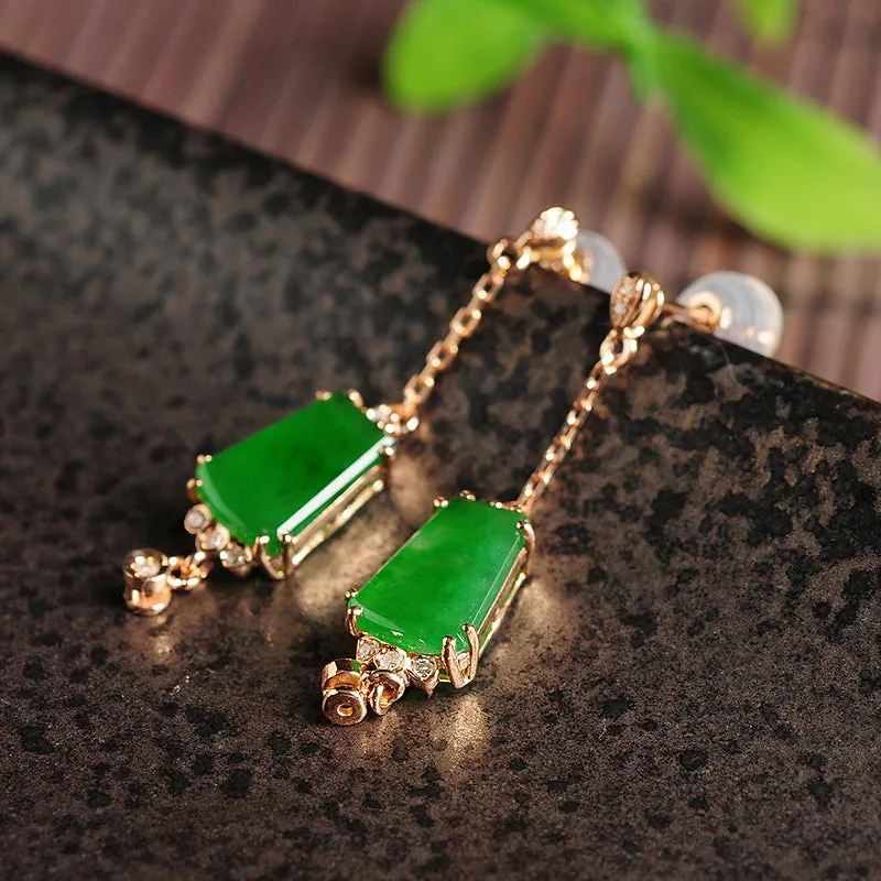 Natural Jade Earrings Jadeite Gold Earrings EG5