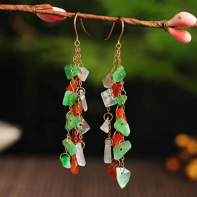 Natural Jade Earrings Jadeite Gold Earrings EG64