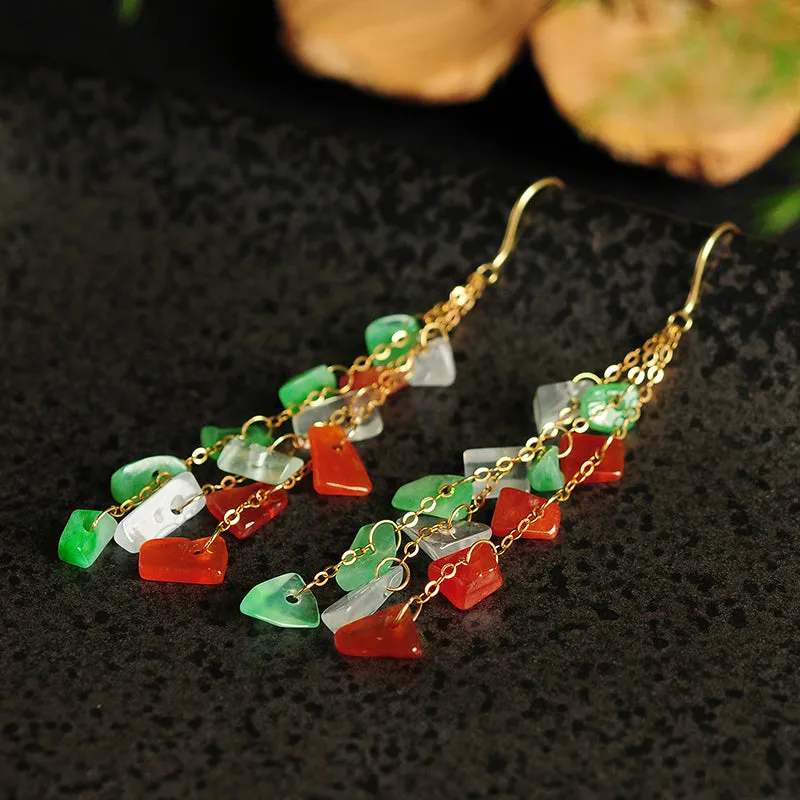 Natural Jade Earrings Jadeite Gold Earrings EG64