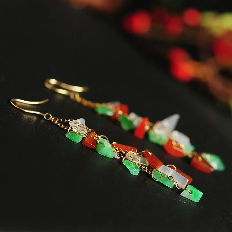 Natural Jade Earrings Jadeite Gold Earrings EG64