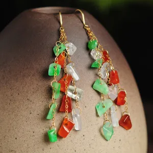Natural Jade Earrings Jadeite Gold Earrings EG64