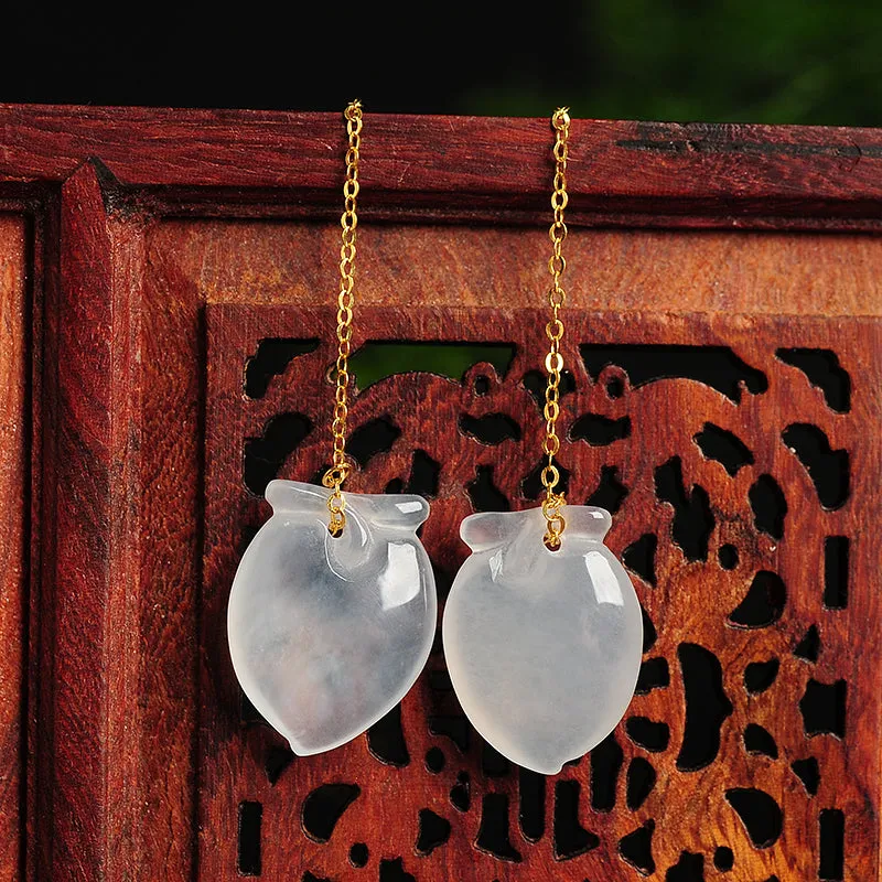 Natural Jade Earrings Jadeite Gold Earrings EG66