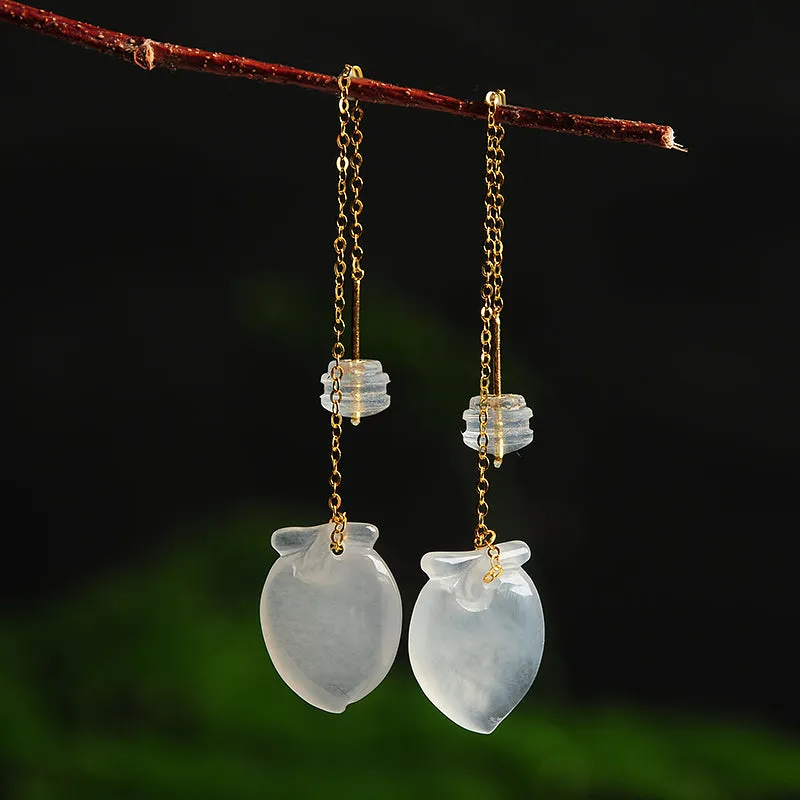 Natural Jade Earrings Jadeite Gold Earrings EG66