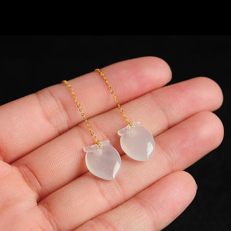 Natural Jade Earrings Jadeite Gold Earrings EG66