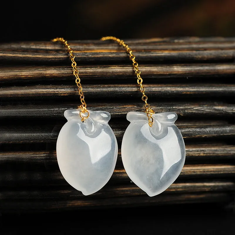 Natural Jade Earrings Jadeite Gold Earrings EG66