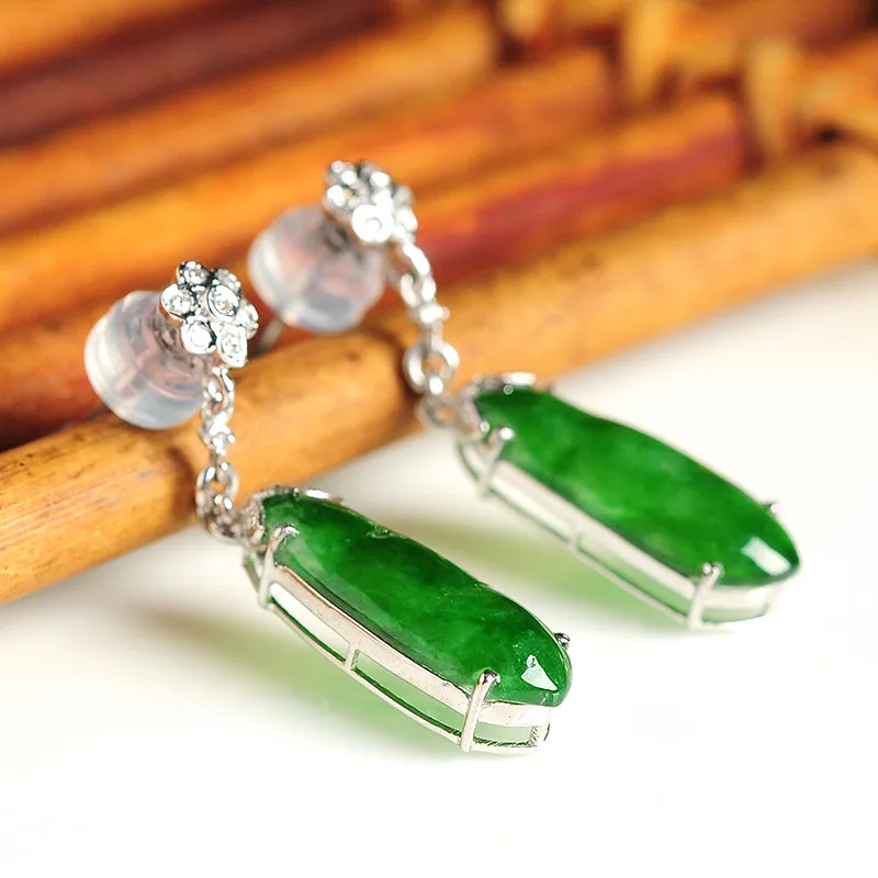 Natural Jade Earrings Jadeite Gold Earrings EG7