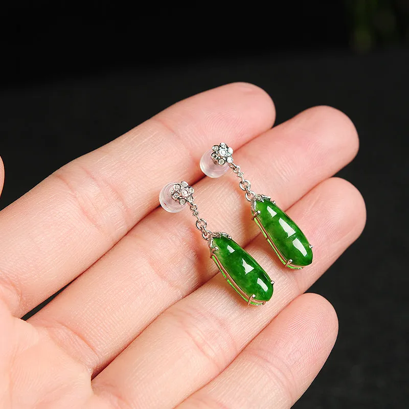 Natural Jade Earrings Jadeite Gold Earrings EG7